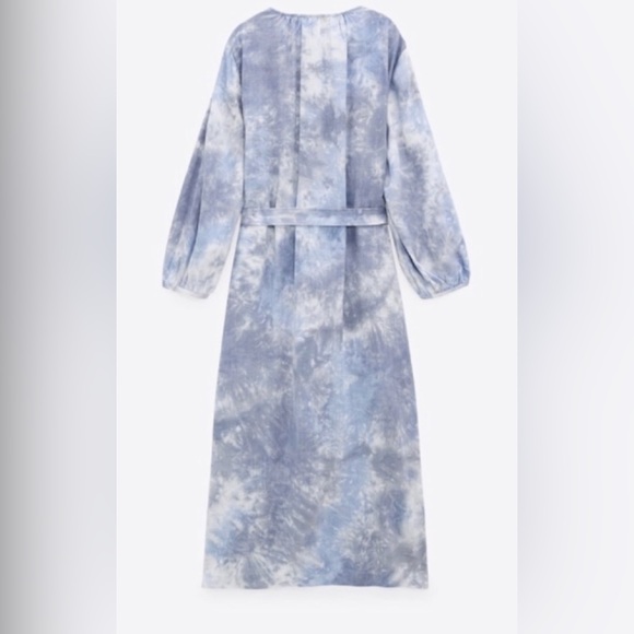 Zara Linen Blend Tie Dye Midi Dress - Picture 6 of 13